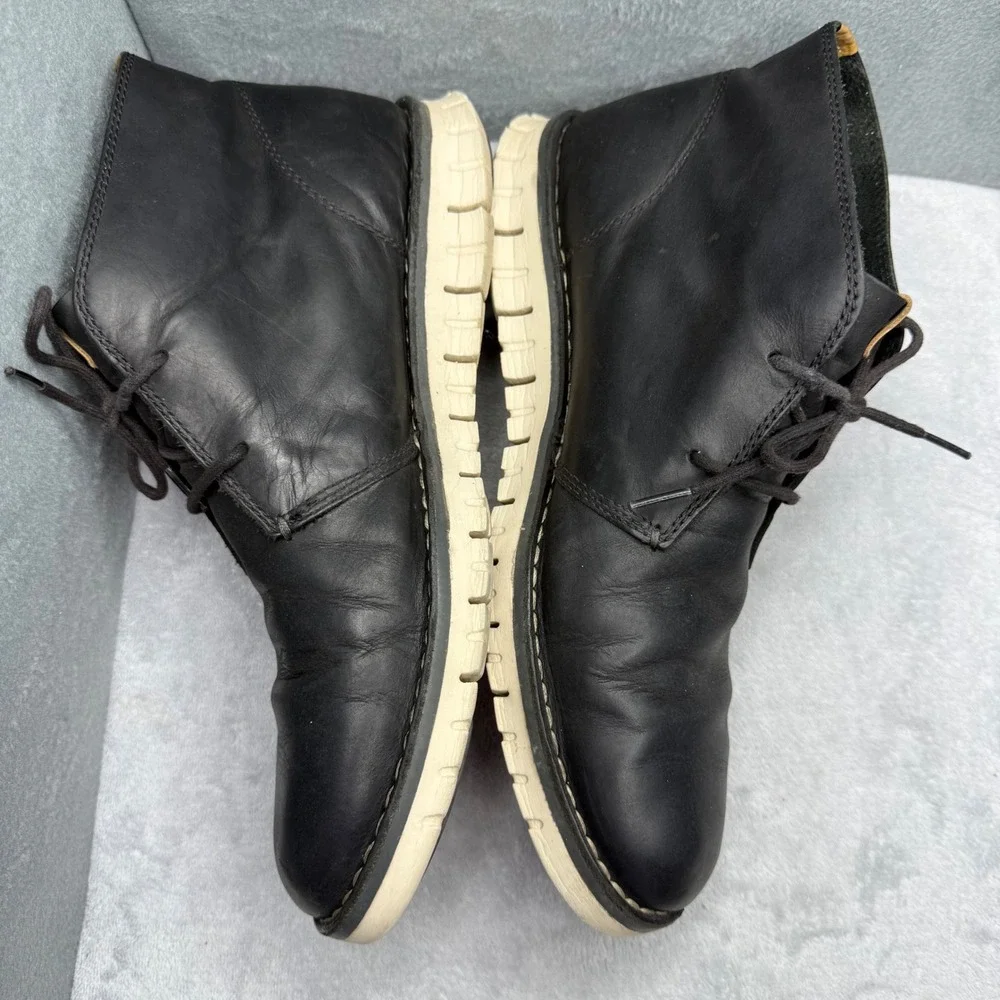 Cole Haan Zerogrand Chukka Boots Mens 10 Black Leather Desert Shoes C23250